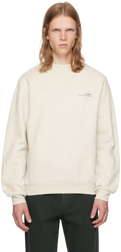 Apc Gray Printed-logo Sweatshirt In Apj Ecru Chine / Kak