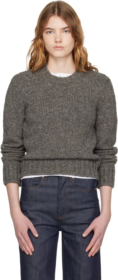 Apc Gray Short Round Neck Sweater