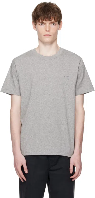 APC GRAY STANDARD 'APC' BRODÉ T-SHIRT