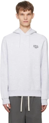 Apc A.p.c. Standard Rue Madame Cotton Hoodie In Gris Chine / Noir