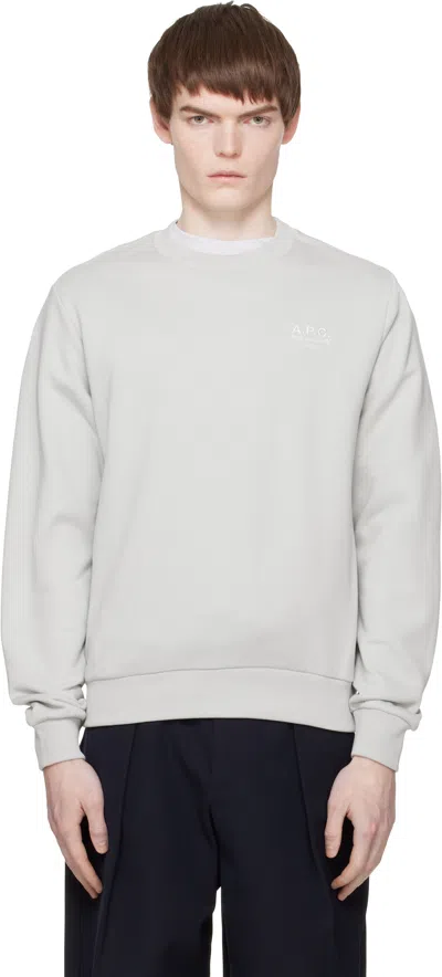 A.p.c. Gray Standard 'rue Madame' Sweatshirt In White