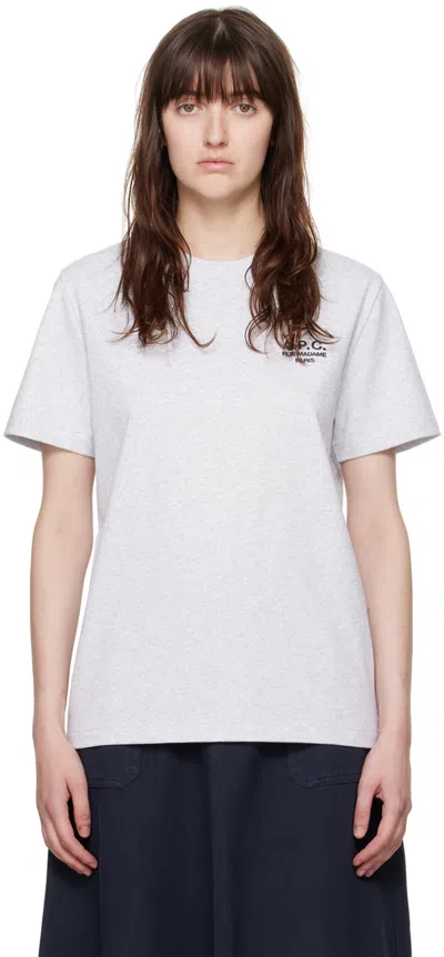 Apc Gray Standard 'rue Madame' T-shirt In Gris Chine / Noir