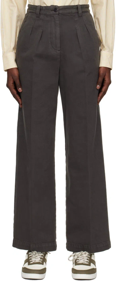 Apc Gray Tressie Trousers In Lad Anthracite