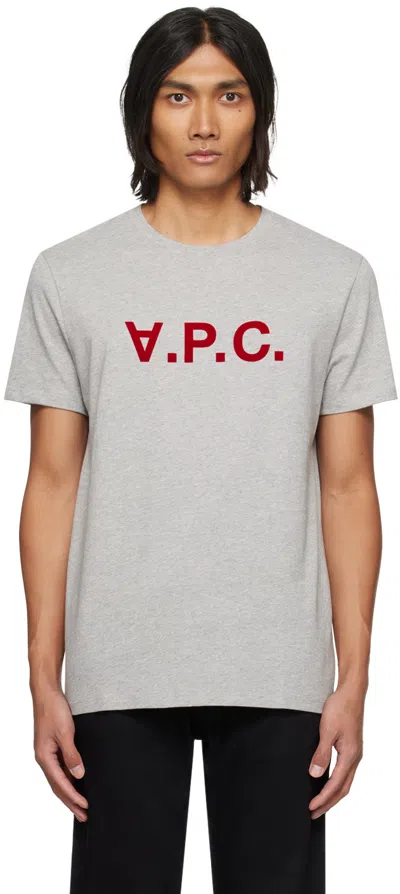 Apc Gray Vpc T-shirt In Gris Clair / Rouge