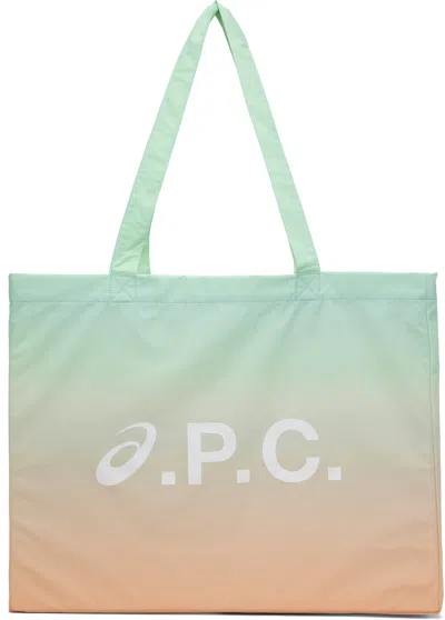 Apc Green & Orange Asics Edition Diane Tote In Saa Multicolore