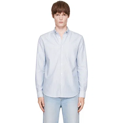 A.p.c. Green & White Greg Shirt In Blue