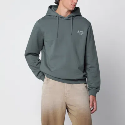 A.p.c. Cotton Rue Madame Logo Hoodie In Gray