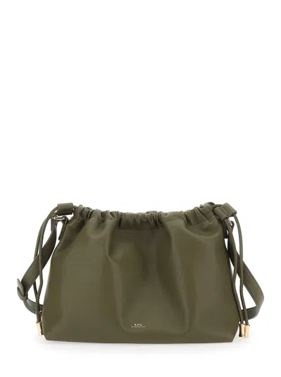 Apc Green Crossbody Bag With Logo Lettering On The Front And Drawstring Closure In Ecoleather Woman