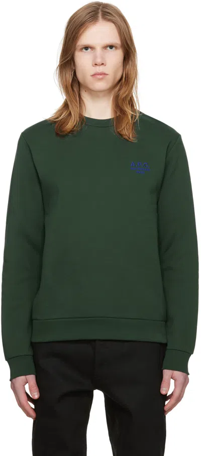 Apc Green Rider Sweatshirt In Kag Pine Green