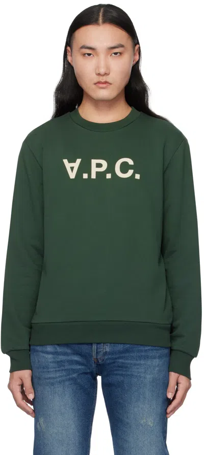 Apc Green Standard Grand 'vpc' Sweatshirt In Vert Fonce/blanc