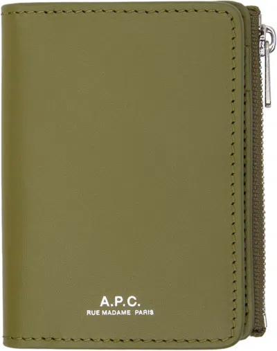 Apc Green Stefan Zip Wallet In Kbc Clay Green