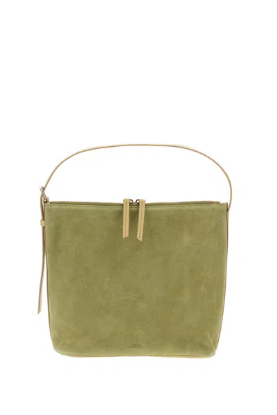 A.p.c. Green Vera Suede Shoulder Bag