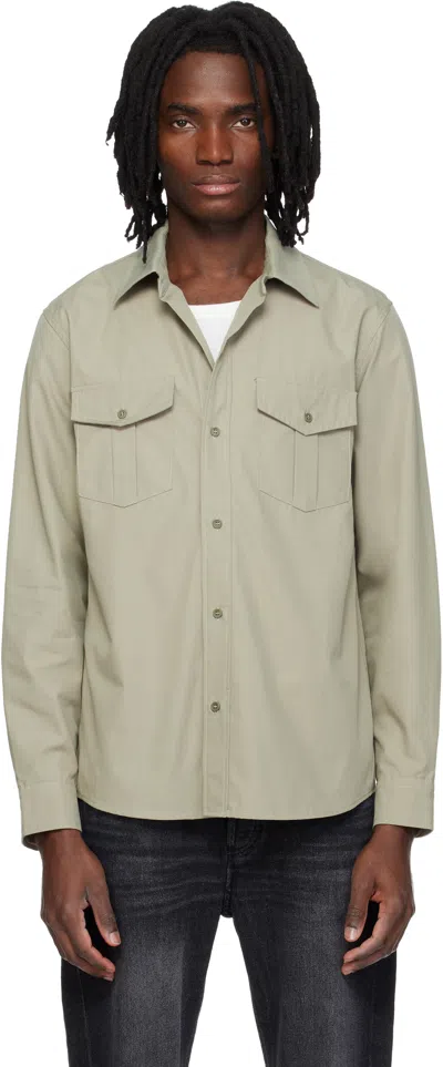 A.p.c. Cotton Utility Shirt With Patch Pockets In Green
