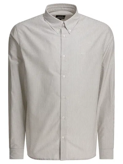 A.p.c. Greg Shirt Long Sleeves Button Down Collar In White