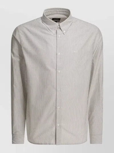 Apc Greg Shirt Long Sleeves Button Down Collar In White
