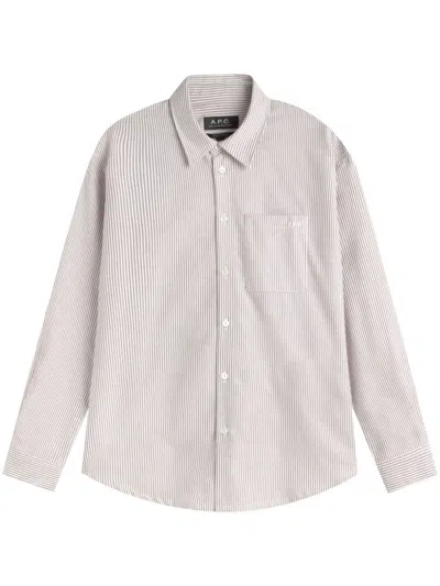 Apc Greg Striped Long-sleeve Shirt In Neutral