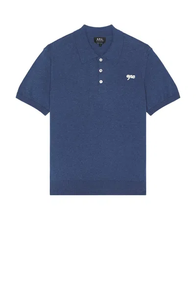 Apc Gregorio Short Sleeve Polo In Blue