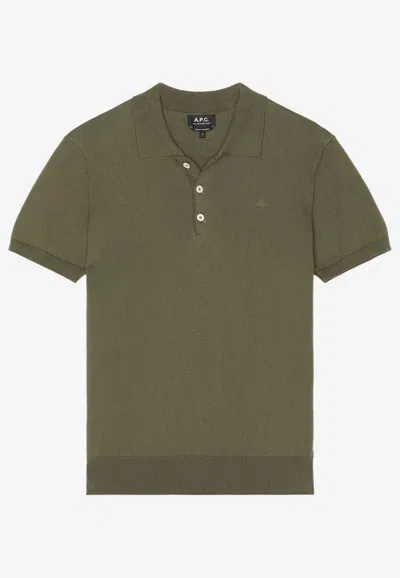 Apc Gregory Polo T-shirt In Khaki