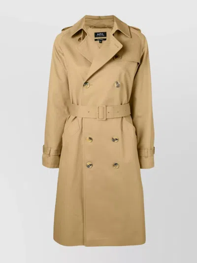 Apc Greta Mid-length Cotton Trench Coat In Baa Beige