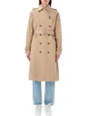 Apc A.p.c. Beige Waterproof Cotton Gabardine Trench Coat In Beige