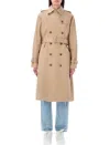 Apc A.p.c. Greta Double-breasted Trench Coat In Neutrals