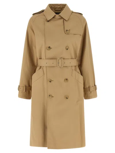 Apc 'greta' Trench Coat In Sand