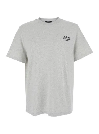 Apc Grey Crewneck T-shirt With Logo Embroidered On The Front In Cotton Woman In Gray