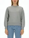 Apc Grey Long-sleeve Top With Crew Neckline In Gray