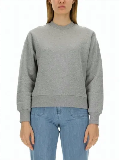 Apc Grey Long-sleeve Top With Crew Neckline In Gray