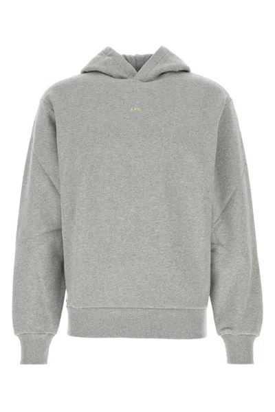 Apc Grey Long Sleeves Logo Hoodie In Grey