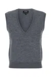 Apc A.p.c. Sleeveless Gilet With Plunging V-neck In Gray