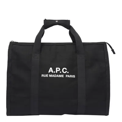 Apc Black Gym Bag With Contrasting Logo Print