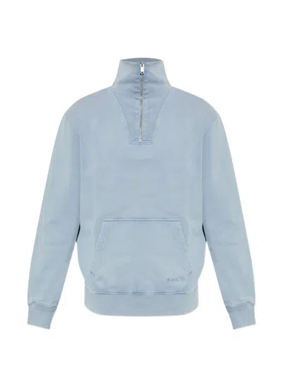 Apc Half-zip Cotton Sweatshirt In Blue