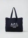 Apc Navy Blue Canvas Diane Rue Madame Shopping Bag In 蓝色