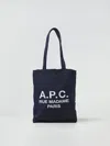 Apc A.p.c. Navy Blue Canvas Lou Rue Madame Shopping Bag In 蓝色