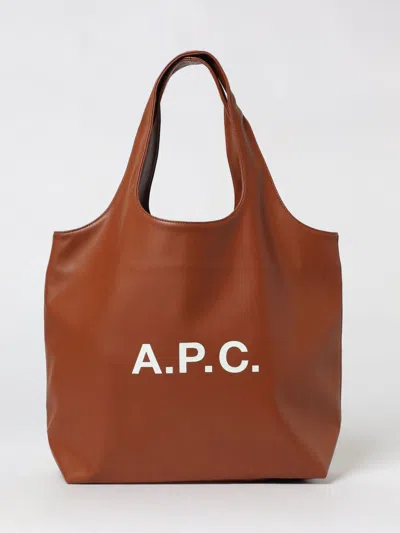 A.p.c. Ninon Polyurethane Bag With Logo Print In Brown