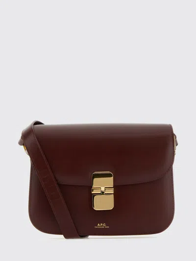A.p.c. A. P.c. Small Grape Leather Mini Grace Crossbody Bag In Burgundy