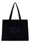 Apc Dark Blue Corduroy Diane Shopping Bag In Black