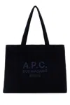Apc Dark Blue Corduroy Diane Shopping Bag In Black