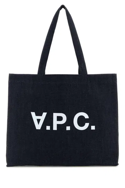 Apc A.p.c. Denim Daniela Shopping Bag In Black