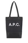 Apc A.p.c. Structured Denim Tote Bag With Leather Base In Black