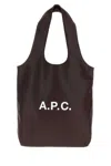 Apc A.p.c. Dark Brown Synthetic Leather Small Ninon Shopping Bag In Brown
