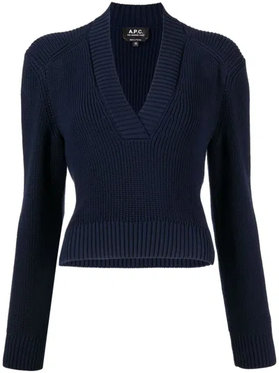 Apc Harmony Knitted Jumper In Blue