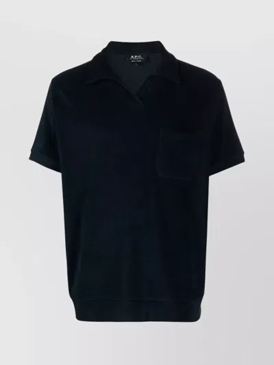 Apc Heart Pocket V-neck Polo Shirt In Black