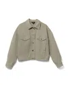 Apc A.p.c. Heavyweight Off-white Canvas Jacket With Classic Collar In Green