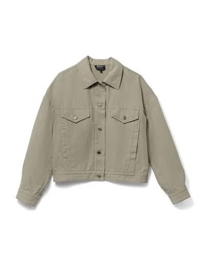 Apc A.p.c. Heavyweight Off-white Canvas Jacket With Classic Collar In Green