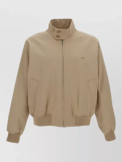 Apc High Collar Nylon Silk Jacket Buttons In Neutral
