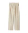 Apc A.p.c. High-rise Ecru Wide-leg Pants With Permanent Creases In Neutral