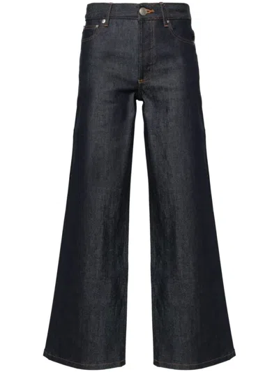 APC HIGH-RISE STRAIGHT LEG JEANS WITH CONTRAST STITCHING