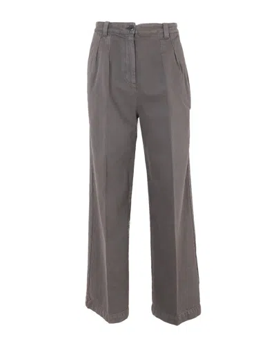 Apc A.p.c. High-rise Wide-leg Trousers With Permanent Creases In Gray
